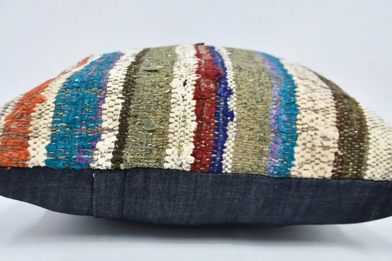 Boho Pillow Sham Cover, 20x20 Blue Pillow, Kilim Pillow Cover, Boho Pillow, Cushion Cover, Square Throw Cushion Case - 5