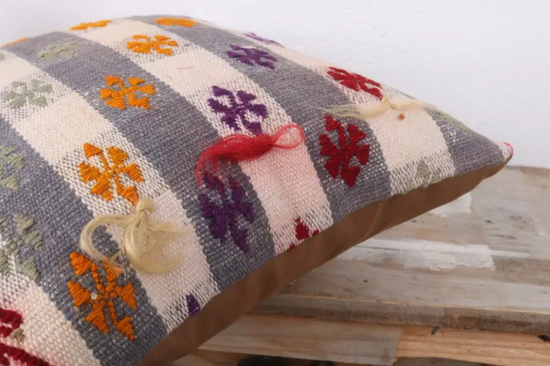 Kilim Pillow Cover, 16x16 White Pillow, Cushion, Vintage Kilim Pillow Pillow Sham, Vintage Kilim Throw Pillow, Ethnical Kilim Rug Pillow - 6