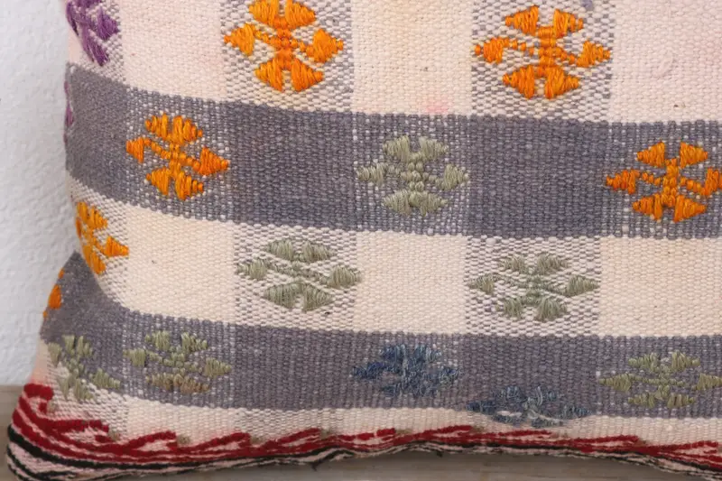 Kilim Pillow Cover, 16x16 White Pillow, Cushion, Vintage Kilim Pillow Pillow Sham, Vintage Kilim Throw Pillow, Ethnical Kilim Rug Pillow - 3