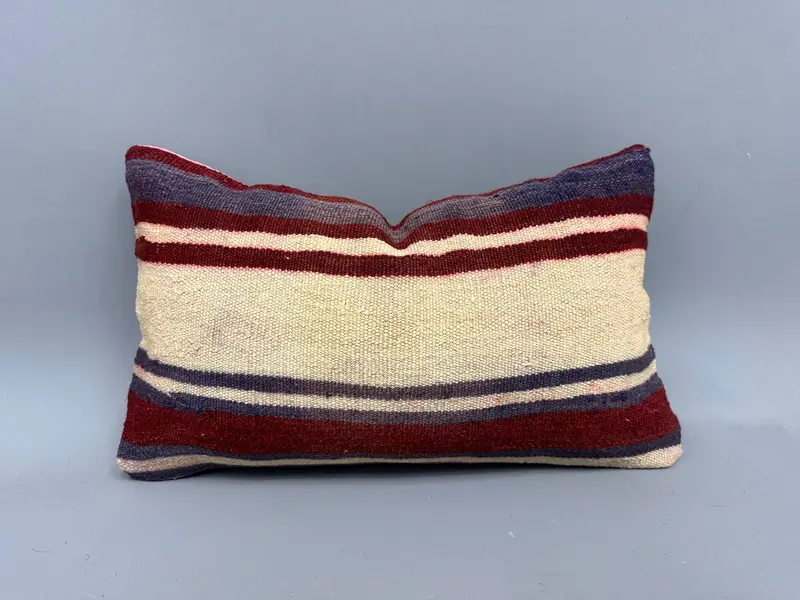 Vintage Kilim Throw Pillow, 12x20 Red Pillow Cover, Customized Pillow Sham, Pillow Case, Kilim Pillow Cover, Ethnical Kilim Rug Pillow - 1