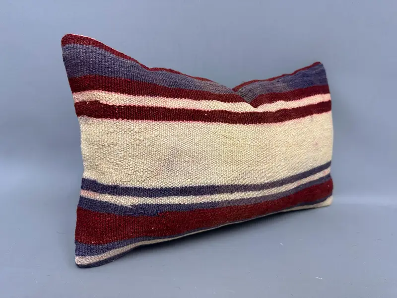 Vintage Kilim Throw Pillow, 12x20 Red Pillow Cover, Customized Pillow Sham, Pillow Case, Kilim Pillow Cover, Ethnical Kilim Rug Pillow - 2