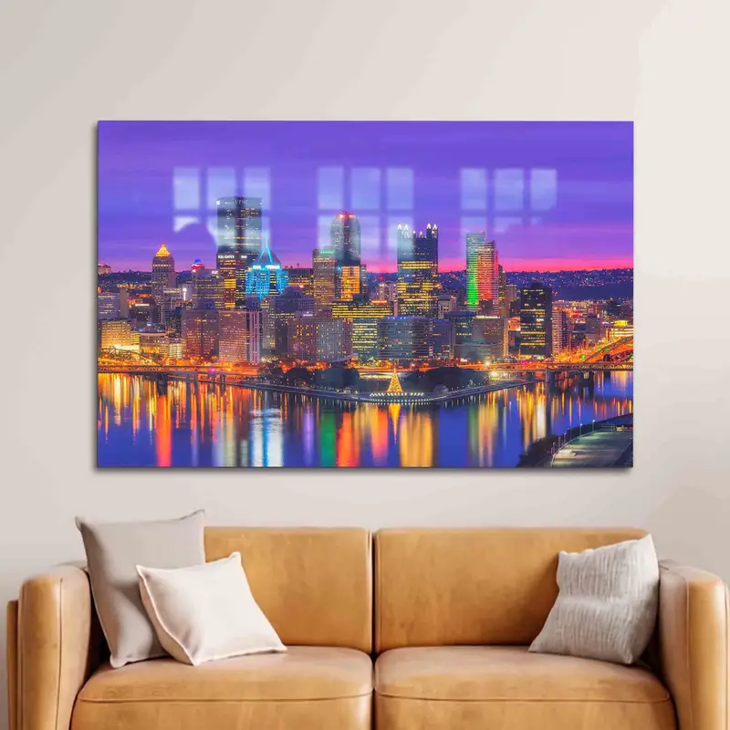 プリントガラス: ピッツバーグのスカイラインと風景の優雅さ