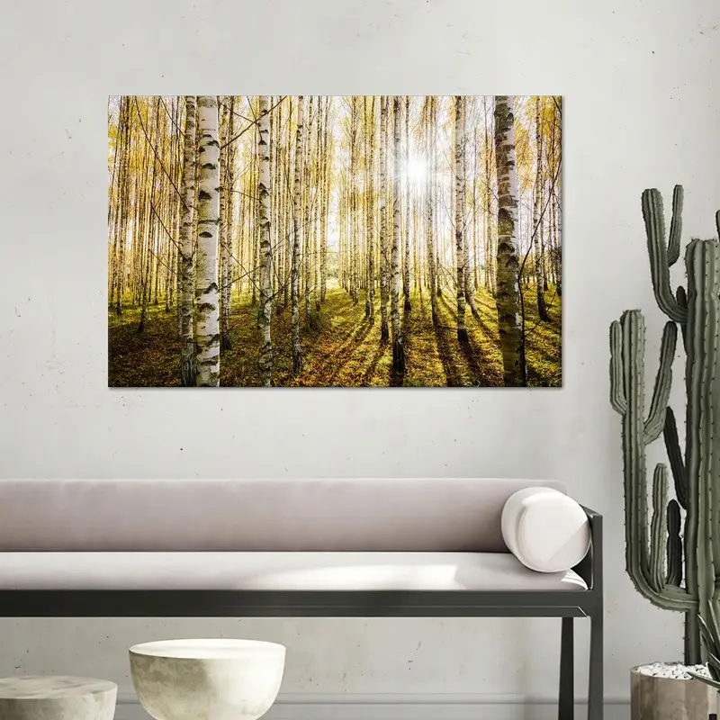 Elegante Leinwand mit Birkenwald – Bedruckte Naturlandschaft
