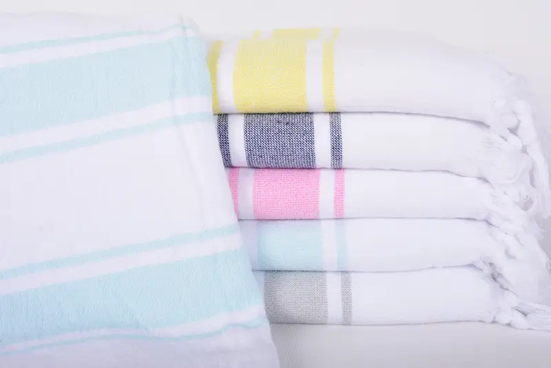 Personalized Pink Striped Terry Beach Towel, Turkish Cotton, 67x36 Inches