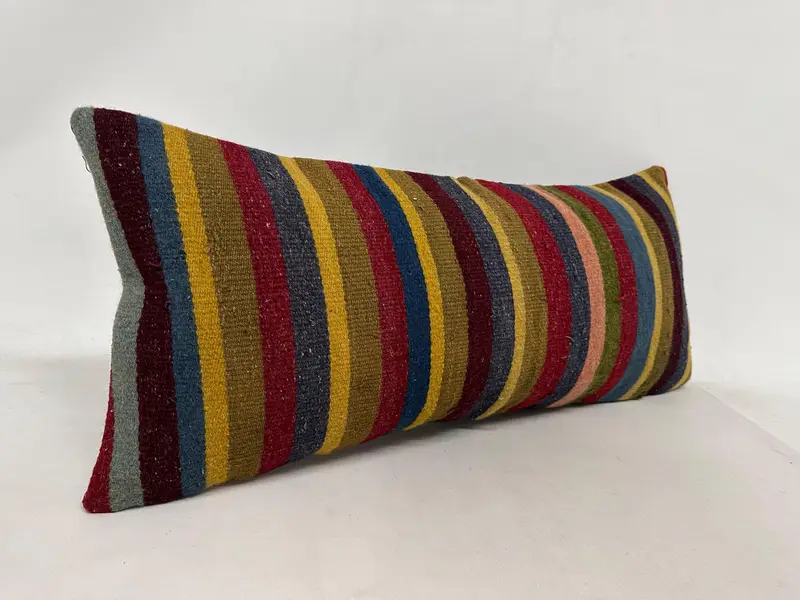 Turkish Kilim Pillow, Authentic Pillow, 16x36 Red Cushion Cover, Pillow Cover, Handmade Kilim Cushion, Wholesale Cushion Case, Kilim Pillow - 3