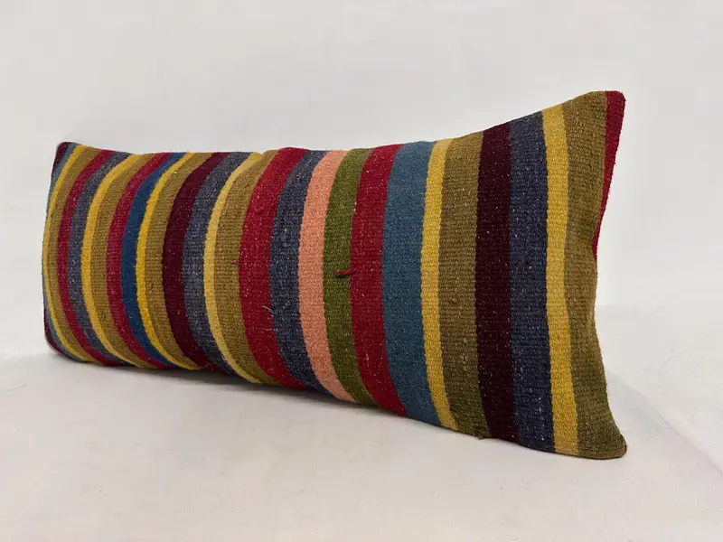 Turkish Kilim Pillow, Authentic Pillow, 16x36 Red Cushion Cover, Pillow Cover, Handmade Kilim Cushion, Wholesale Cushion Case, Kilim Pillow - 4