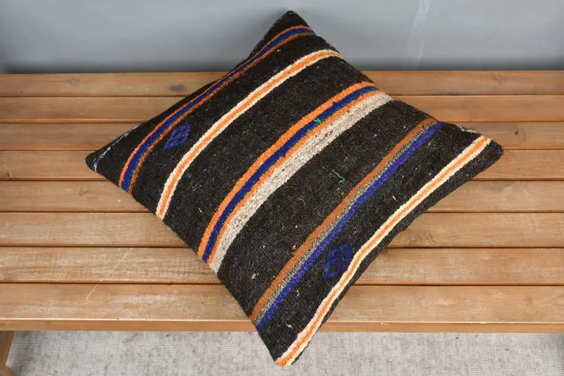Pillow Cover, Turkish Kilim Pillow, 18x18 Brown Cushion, Office Chair Cushion Cover, Throw Kilim Pillow, Designer Throw Cushion, Kilim Pillow Cover - 2