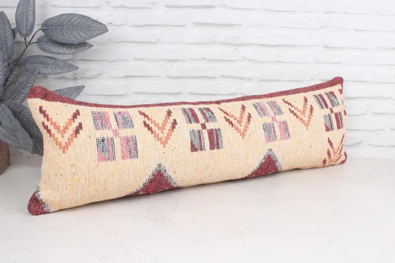 12x36 Beige Pillow, Customized Pillow, Cushion, Bed Pillow Sham, Boho Pillow Sham Cover, Interior Designer Pillow, Kilim Pillow Cover - 3