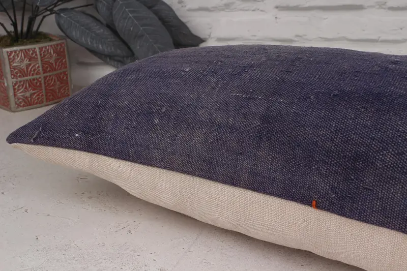 Traditional Cushion Case, Crochet Pattern Cushion, Boho Pillow, 12x36 Purple Cushion, Pillow for Sofa, Pillow, Vintage Kilim Pillow - 6