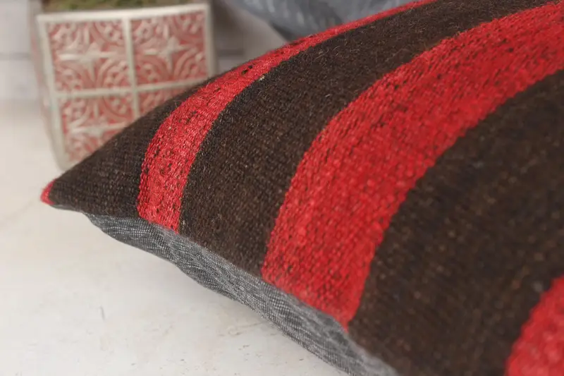 Cozy Throw Cushion Case, 14x14 Red Cushion, Kilim Pillow Cover, Cushion, Vintage Kilim Throw Pillow, Vintage Pillow Sham, Kilim Cushion Sham - 7