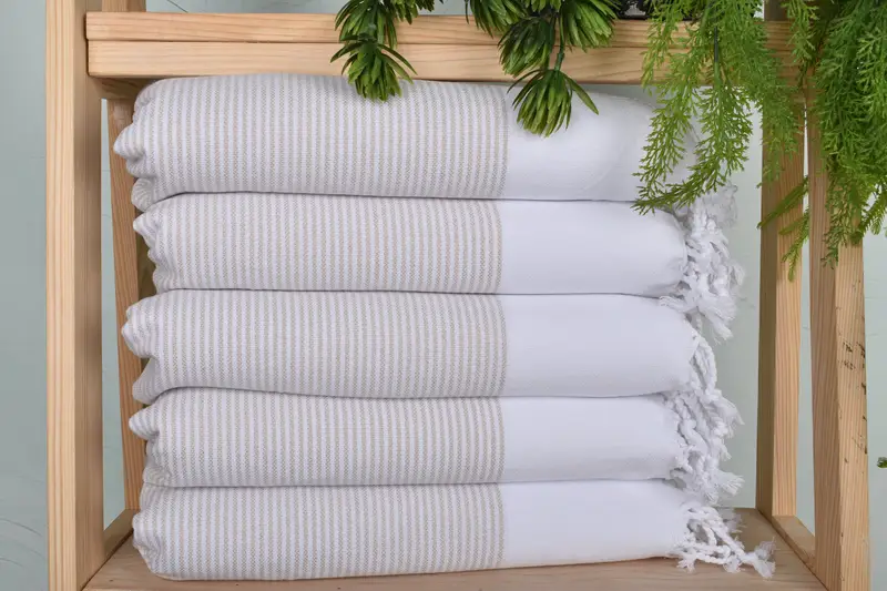 Personalized Kitchen Towel, Summer Towel, 40x18 Cotton Striped Towel, Monogram Kitchen Towel, Bathroom Towels, Bridal Shower Favors, Engagement Gift - 1