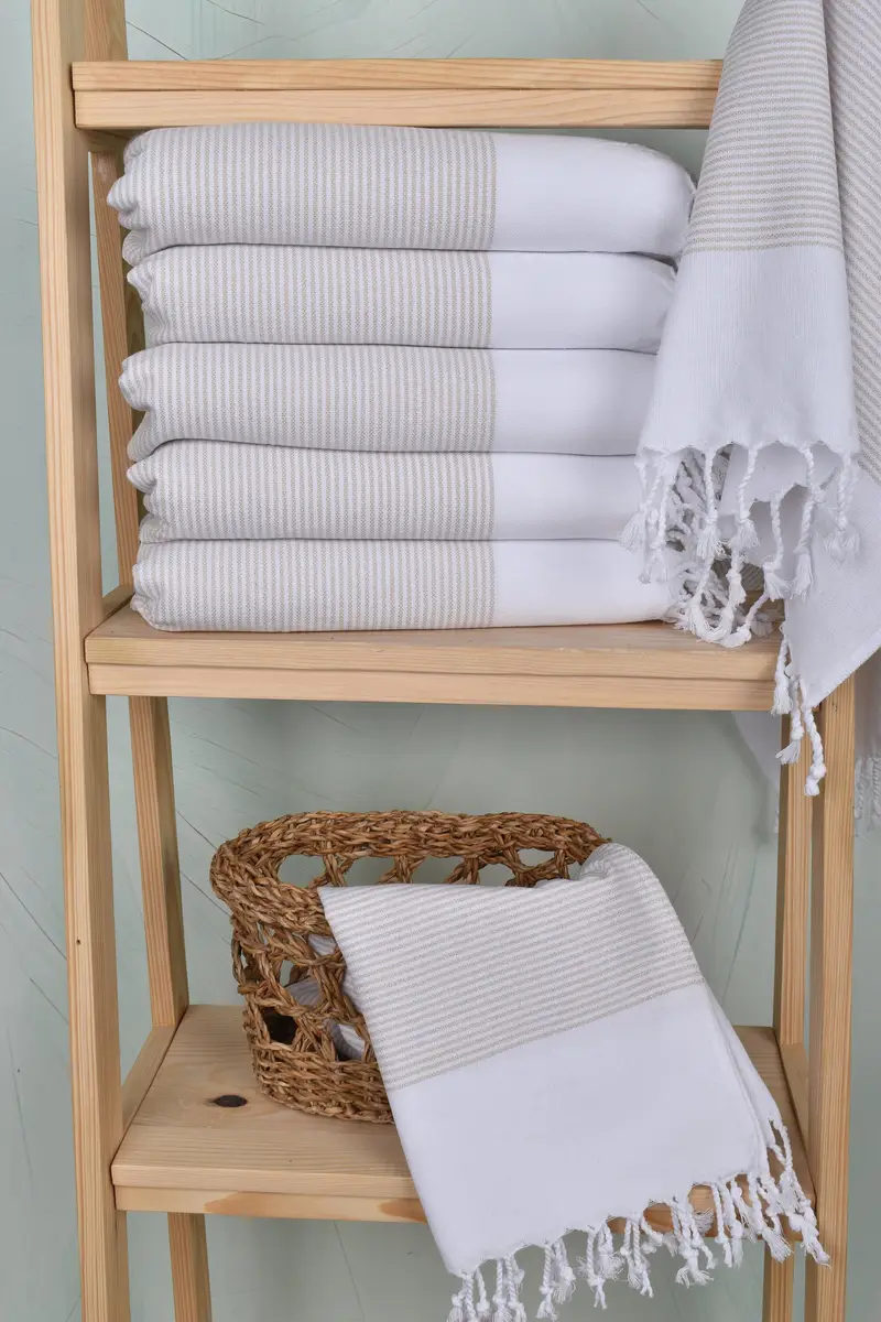 Personalized Kitchen Towel, Summer Towel, 40x18 Cotton Striped Towel, Monogram Kitchen Towel, Bathroom Towels, Bridal Shower Favors, Engagement Gift - 3