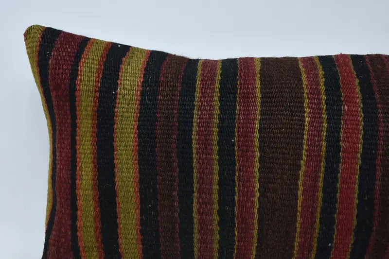 Knitted Cushion, Cushion, Ethnical Kilim Rug Pillow, Ethnic Cushion Cover, Kilim Cushion Sham, 12x48 Brown Cushion, Antique Pillows - 2