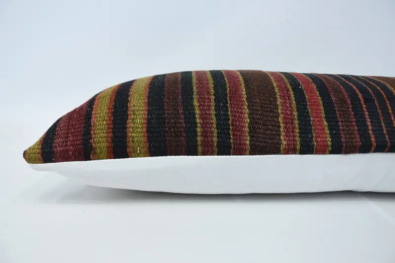 Knitted Cushion, Cushion, Ethnical Kilim Rug Pillow, Ethnic Cushion Cover, Kilim Cushion Sham, 12x48 Brown Cushion, Antique Pillows - 5
