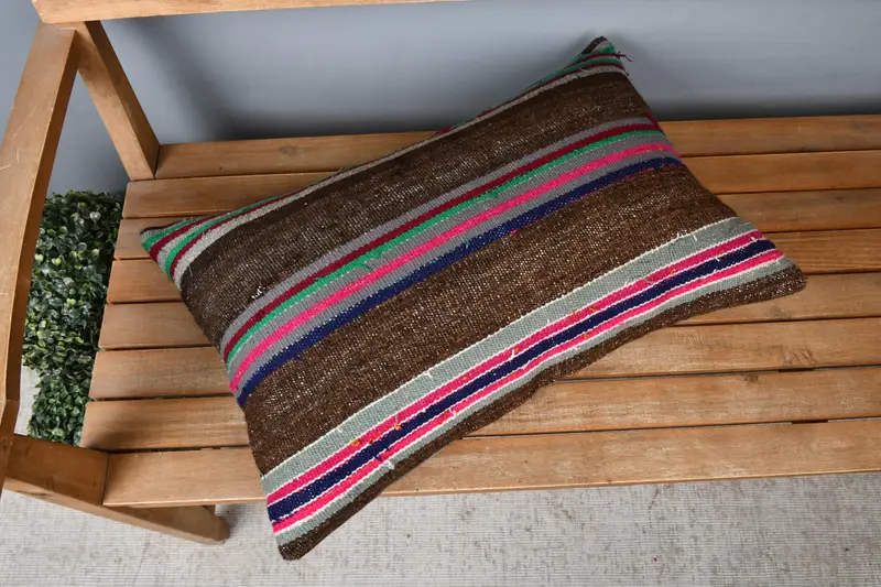 Pillow for Sofa, Designer Throw Cushion Case, Pillow Case, Turkish Pillow, Boho Chic Cushion, 16x24 Brown Cushion Case, Gift Pillow - 2