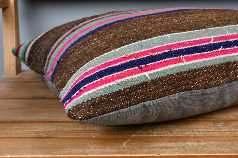 Pillow for Sofa, Designer Throw Cushion Case, Pillow Case, Turkish Pillow, Boho Chic Cushion, 16x24 Brown Cushion Case, Gift Pillow - 4