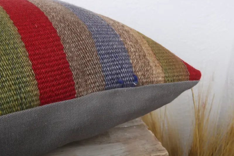 Ethnic Throw Cushion, Ethnical Kilim Rug Pillow, Gift Pillow, Boho Pillow Sham Cover, 12x24 Blue Pillow Case, Sustainable Pillow, Pillow Cover - 6