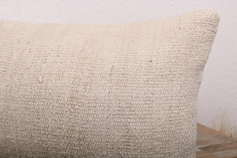 Throw Kilim Pillow, Kilim Pillow Cover, Retro Cushion Case, Boho Pillow Sham Cover, 12x24 Beige Pillow Cover, Vintage Cushion Case, Pillow Cover - 5