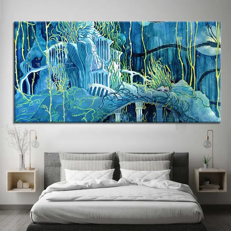 Underwater Ruins Decor, Atlantis Wall Art, Waterland Canvas Print, Yanadhyana Wall Decor, Underwater Ruins Canvas, Yanadhyana Painting, - 1