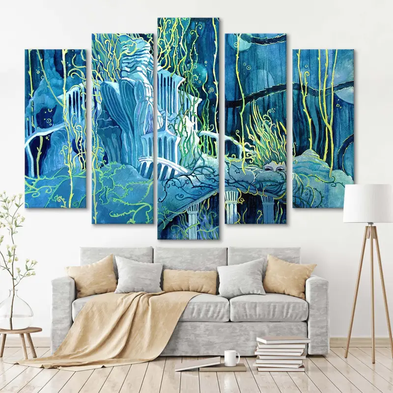 Underwater Ruins Decor, Atlantis Wall Art, Waterland Canvas Print, Yanadhyana Wall Decor, Underwater Ruins Canvas, Yanadhyana Painting, - 5