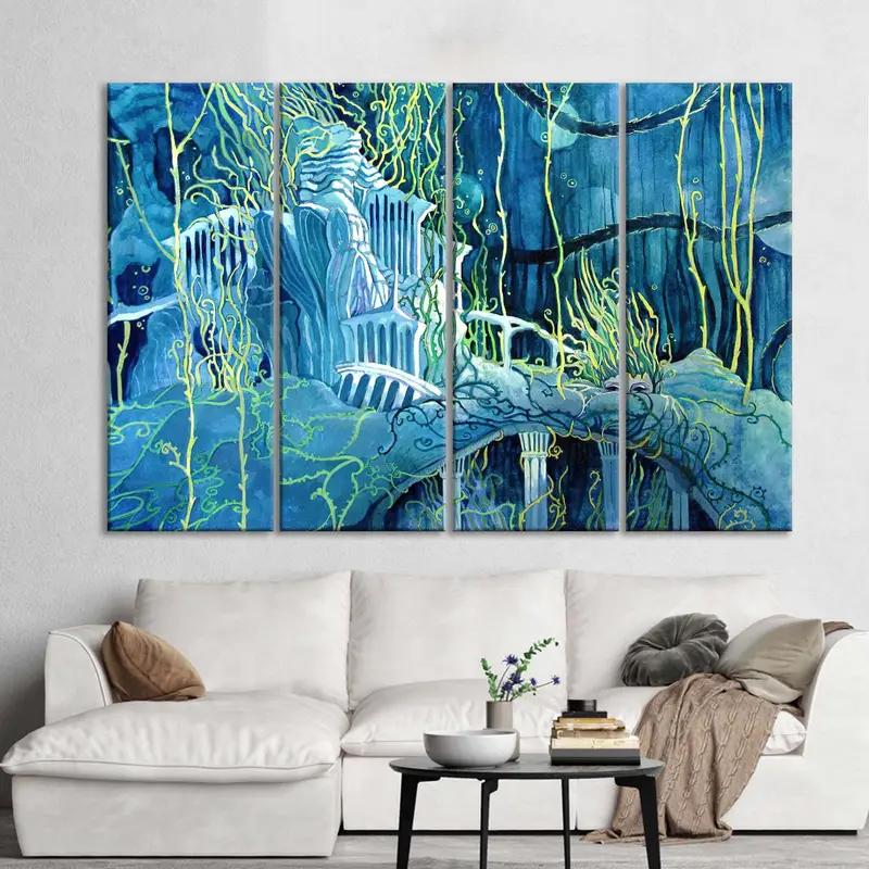 Underwater Ruins Decor, Atlantis Wall Art, Waterland Canvas Print, Yanadhyana Wall Decor, Underwater Ruins Canvas, Yanadhyana Painting, - 3