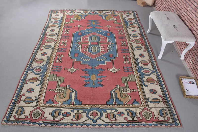 Kırmızı Oryantal Halı, 7,1x10,1 ft Zarif Dekor