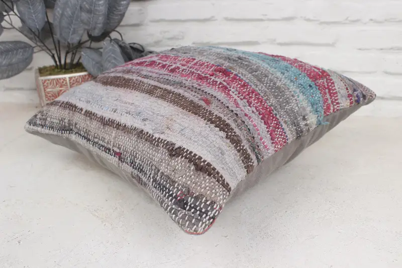 Turkish Kilim Pillow, Vintage Pillow, 16x16 Blue Pillow Case, Cushion Cover, Kilim Pillow, Boho Throw Pillow Sham, Vintage Kilim Throw Pillow - 6