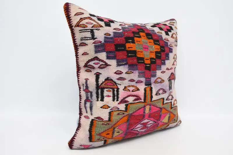 Rustic Pillow, Authentic Pillow Cover, Pillow, Art Deco Cushion Case, 28x28 White Pillow Sham, Kilim Cushion Sham, Home Decor Pillow, Turkish Pillow - 3