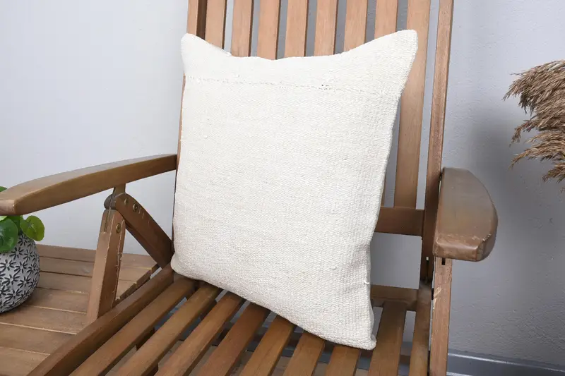Home Decor Pillow, Neutral Pillow Sham, Antique Pillows, Ethnical Kilim Rug Pillow, Aztec Cushion, Cushion Cover, 18x18 Beige Pillow Sham - 3