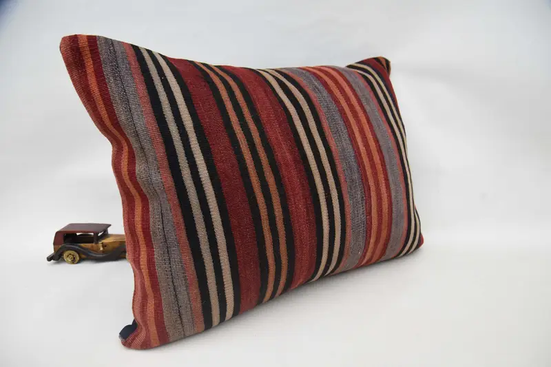 Turkish Kilim Pillow, Cushion Case, Vintage Kilim Throw Pillow, Aztec Cushion Case, 20x28 Red Cushion Case, Pillow for Couch, Turkish Rugs Cushion - 3