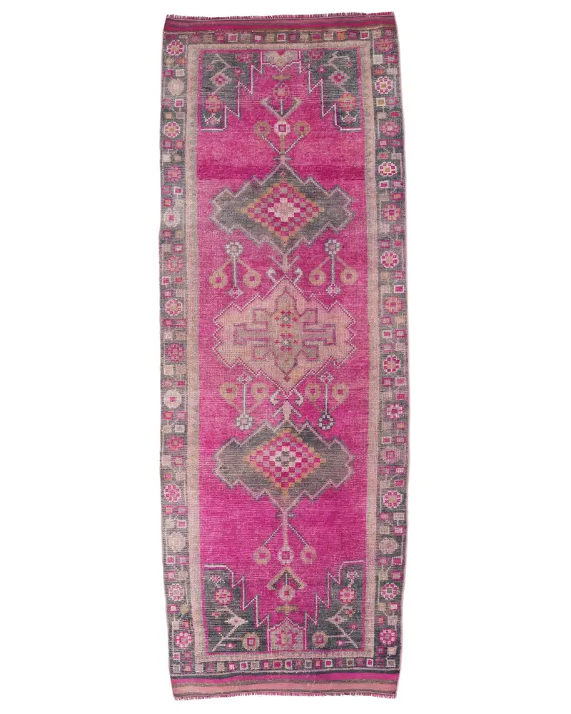 Pembe, Yeşil Kamuflaj Halı, 3,5x10,2 ft Şık Dekor