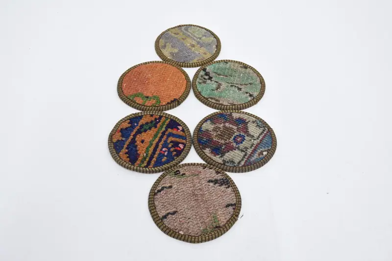 Rote und orange Kelim-Untersetzer, einzigartige gewebte Untersetzer