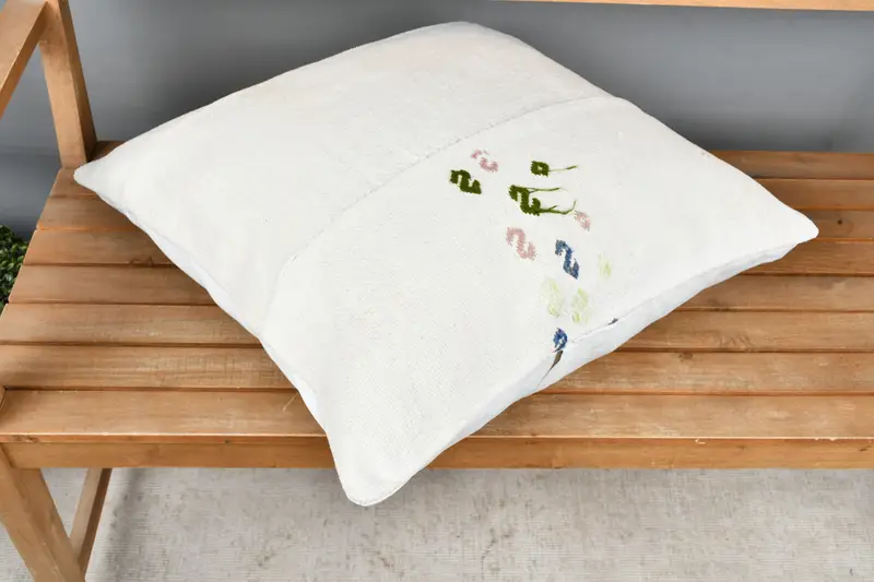 Wholesale Cushion Case, Pillow Case, Boho Pillow, 24x24 White Cushion Case, Square Throw Pillow Case, Ethnical Kilim Rug Pillow, Kilim Pillow - 2
