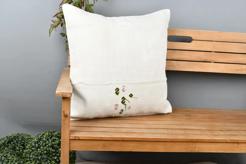 Wholesale Cushion Case, Pillow Case, Boho Pillow, 24x24 White Cushion Case, Square Throw Pillow Case, Ethnical Kilim Rug Pillow, Kilim Pillow - 1
