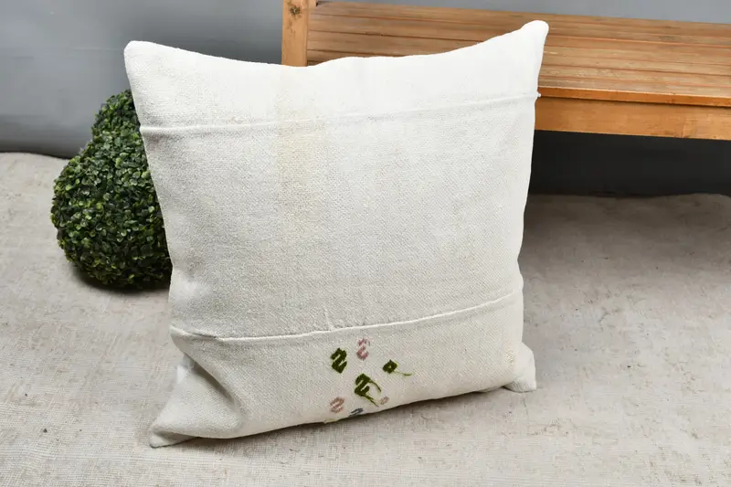 Wholesale Cushion Case, Pillow Case, Boho Pillow, 24x24 White Cushion Case, Square Throw Pillow Case, Ethnical Kilim Rug Pillow, Kilim Pillow - 7