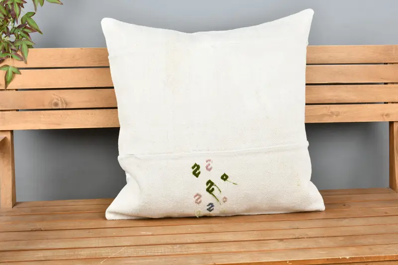 Wholesale Cushion Case, Pillow Case, Boho Pillow, 24x24 White Cushion Case, Square Throw Pillow Case, Ethnical Kilim Rug Pillow, Kilim Pillow - 6