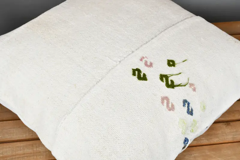 Wholesale Cushion Case, Pillow Case, Boho Pillow, 24x24 White Cushion Case, Square Throw Pillow Case, Ethnical Kilim Rug Pillow, Kilim Pillow - 4