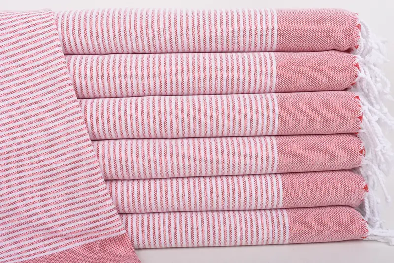 Personalized Christmas Gift Red Striped Towel, 18x40 Inches