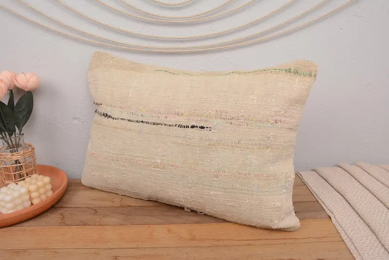 Beige & Brown Striped Pillow, 16x24 Inches Decorative Pillow - 4