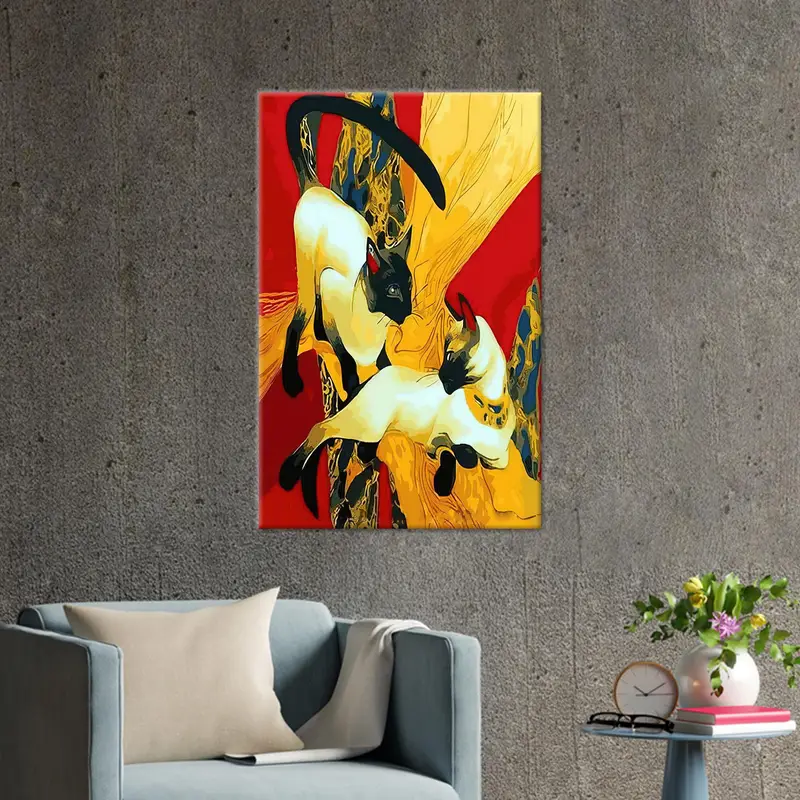 グスタフ クリムト 猫 キャンバス: エレガントな猫アート プリント