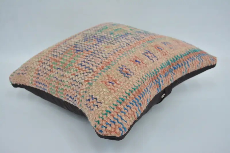 12x12 Inch Embroidered Throw Pillow, Handmade Geometric Cushion - 6