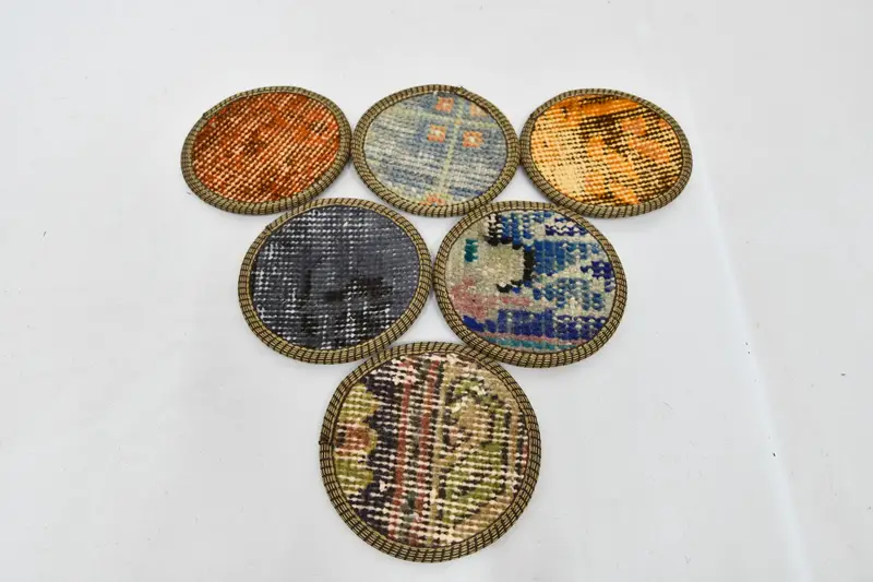 Bohemian Turuncu & Bronz Yuvarlak Bardak Altlığı Seti, Etnik Bardak Altlıkları