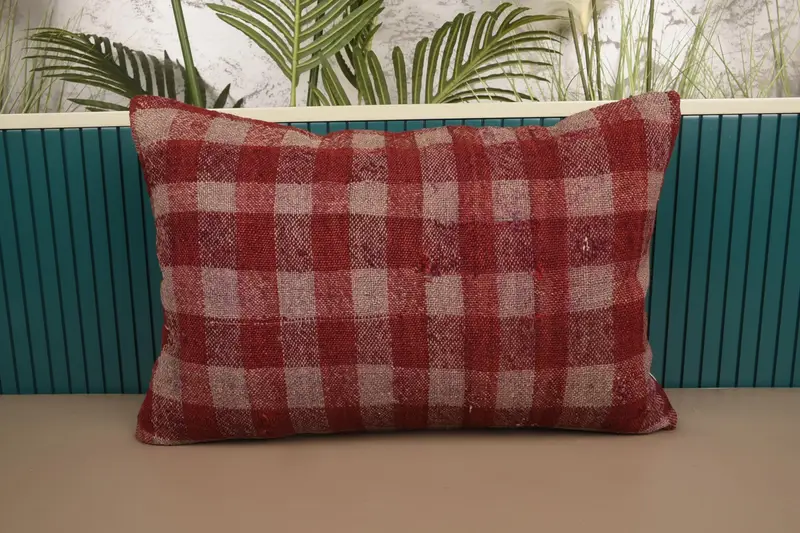 Vintage Red Cushion Cover, Gift 16x24 inch Pillow Case, New Home Gift Striped Cushion - 1