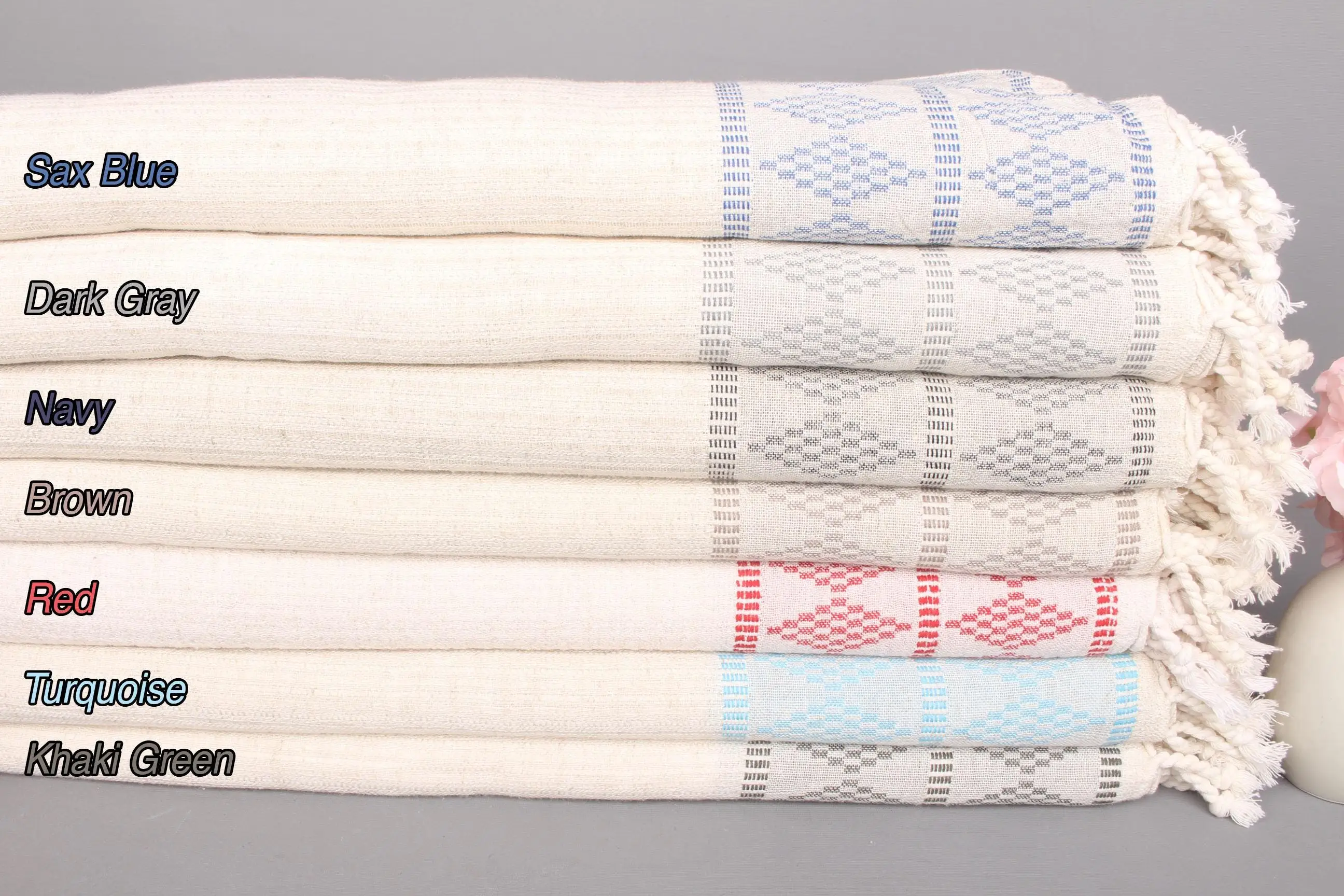 Cotton Blanket Personalized Monogram Kilim Design, 87x99 Inches - 1