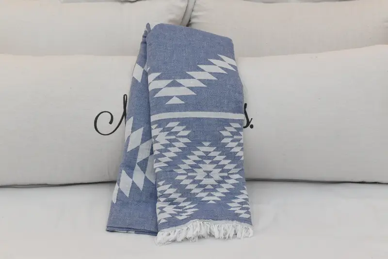 Throw Blanket Couch, Turkish Blanket Queen, Decorative Bedspread, Woven Throw Blanket, 84x56 Cotton Kilim Towel, Bridal Shower Gifts, Woven Blanket - 5