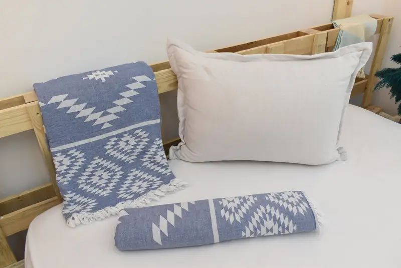 Throw Blanket Couch, Turkish Blanket Queen, Decorative Bedspread, Woven Throw Blanket, 84x56 Cotton Kilim Towel, Bridal Shower Gifts, Woven Blanket - 6