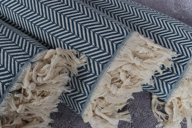 Woven Blanket, Organic Throw, 92x76 Cotton Chevron Towel, Engagement Gift, Wedding Favors, Turkish Cotton Blanket, Woven Throw Blanket - 5