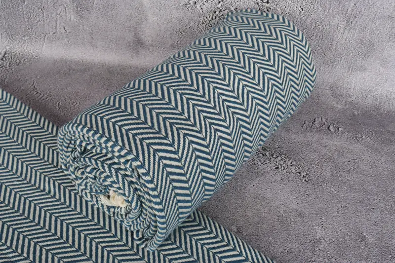 Woven Blanket, Organic Throw, 92x76 Cotton Chevron Towel, Engagement Gift, Wedding Favors, Turkish Cotton Blanket, Woven Throw Blanket - 7
