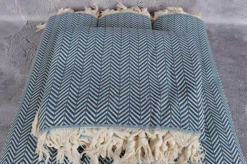 Woven Blanket, Organic Throw, 92x76 Cotton Chevron Towel, Engagement Gift, Wedding Favors, Turkish Cotton Blanket, Woven Throw Blanket - 4