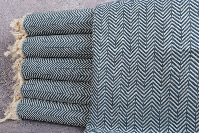 Woven Blanket, Organic Throw, 92x76 Cotton Chevron Towel, Engagement Gift, Wedding Favors, Turkish Cotton Blanket, Woven Throw Blanket - 1